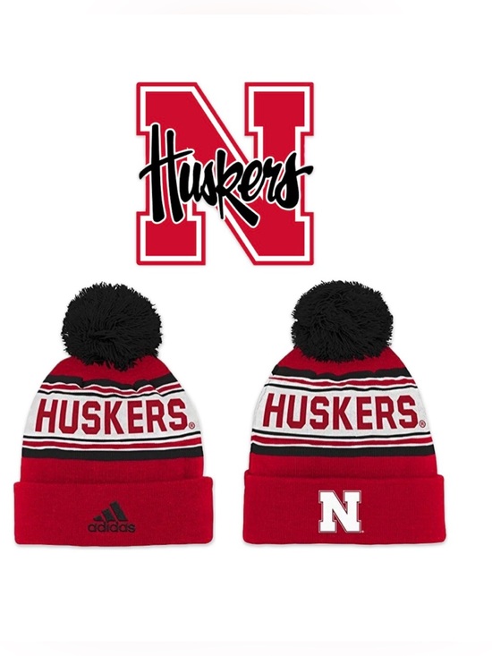 adidas Other - NWT [adidas] Nebraska Cornhuskers Huskers NCAA Cuffed Knit Pom Beanie Hat Youth